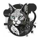 A simiese cat with cybernetic enhancements inspired by gaming aesthetics tattoo design idea