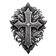 tooled leather cross tattoo design idea