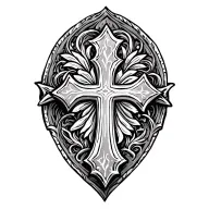 tooled leather cross tattoo design idea