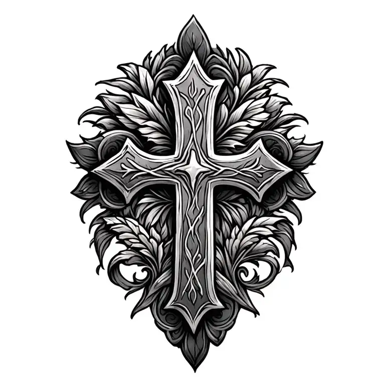 tooled leather cross tattoo design idea