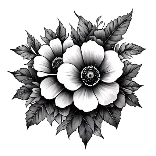 train track with flowers intertwined tattoo design idea
