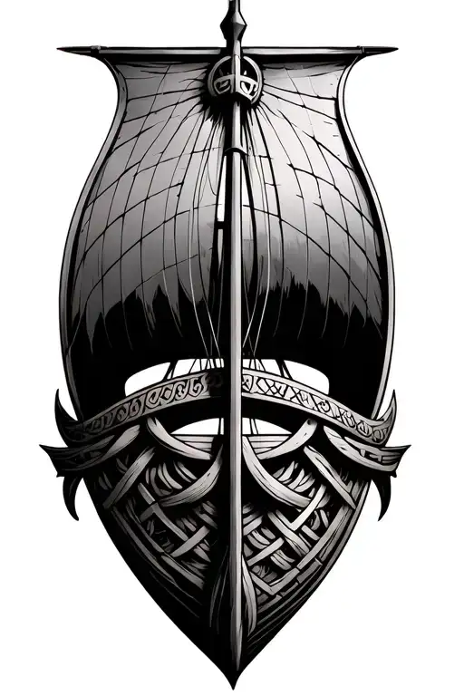 Viking Longship (Me): My hull shall be curved and sleek, with intricate carvings of Norse runes and knotwork tattoo design idea