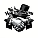 Walter Thomas with shaking hands under the name tattoo tattoo design idea