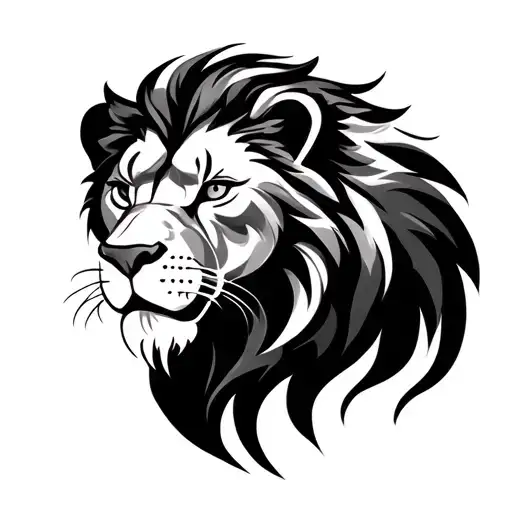 A minimalist lion head in fine lines, with subtle shading to give it depth. Simple yet powerful, symbolizing courage and tattoo design idea