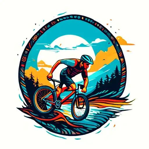 side of lower leg tattoo with tribal influence and themes of running, biking, swimming, climbing, tattoo design idea