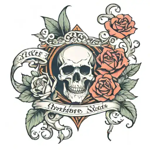 Design me a tattoo that says “for my brother and sister I’ll risk it all”. The words brother and sister will be in red i tattoo design idea