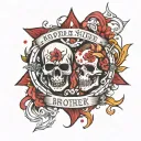 Design me a tattoo that says “for my brother and sister I’ll risk it all”. The words brother and sister will be in red i tattoo design idea