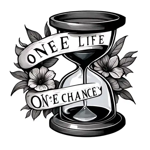 hour glass tattoo with words ONE LIFE ONE CHANCE  tattoo design idea