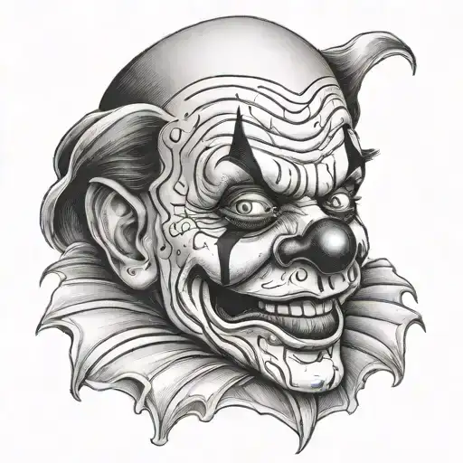 crying clown face tattoo design idea