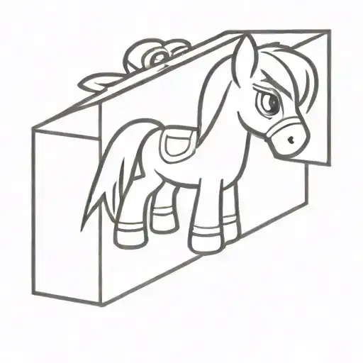 toy pony in box cartoon character tattoo design idea