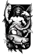 saint raphael with fish tattoo design idea
