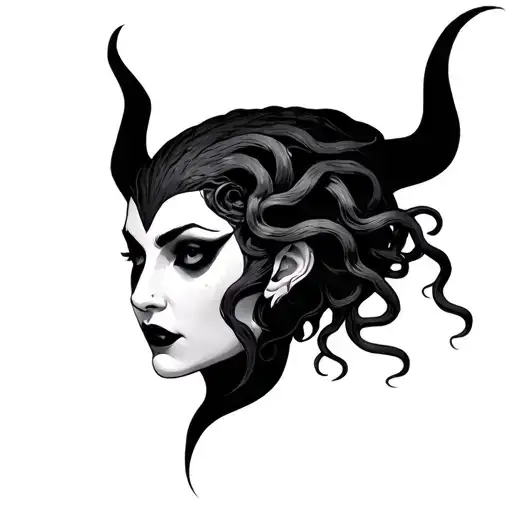 Medusa combined maleficent face made tattoo design idea