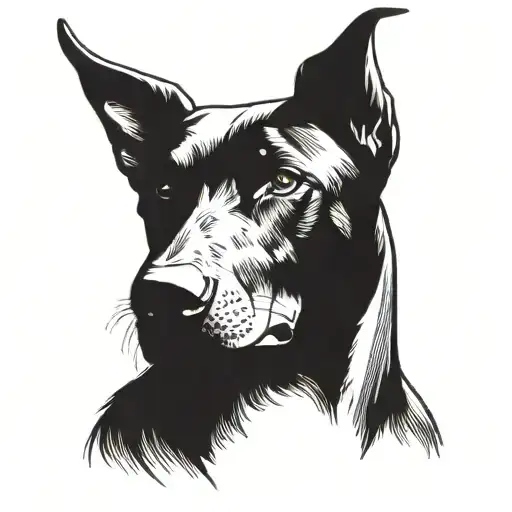 doberman dog head tattoo design idea