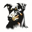 doberman dog head tattoo design idea