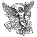 angel icarus burn wings sun tattoo design idea