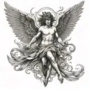 angel icarus burn wings sun tattoo design idea