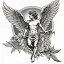 angel icarus burn wings sun tattoo design idea