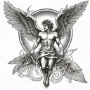 angel icarus burn wings sun tattoo design idea
