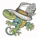 gecko with a hat tattoo design idea