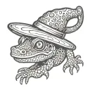 gecko with a hat tattoo design idea