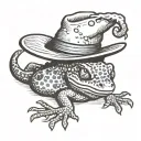 gecko with a hat tattoo design idea