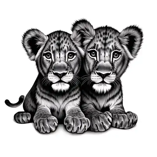 3 Lion Cubs tattoo design idea