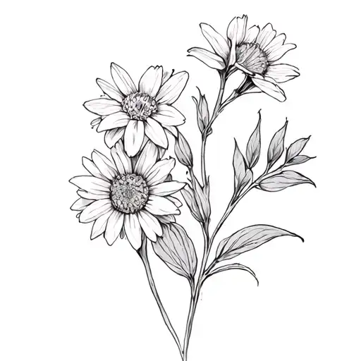 hawthorn, aster, gladioli tattoo design idea