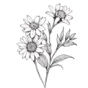 hawthorn, aster, gladioli tattoo design idea