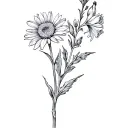 hawthorn, aster, gladioli tattoo design idea