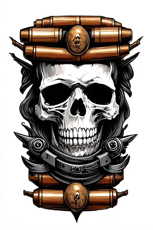 skull gun barrels tattoo design idea