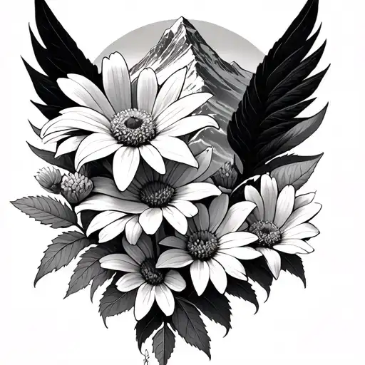 edelweiss and matterhorn tattoo design idea