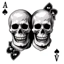 double face  skeleton poker tattoo design idea