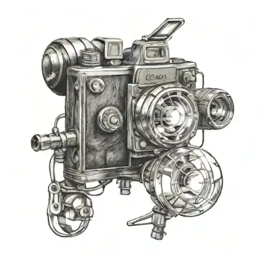 A light bulb with a camera inside, symbolizing inspiration and capturing ideas tattoo design idea