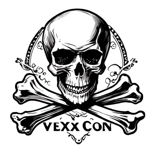"Vex Con" Skull and Crossbones  tattoo design idea