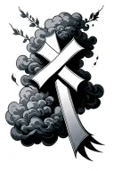 cross with cloud around it  tattoo design idea