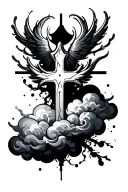 cross with cloud around it  tattoo design idea