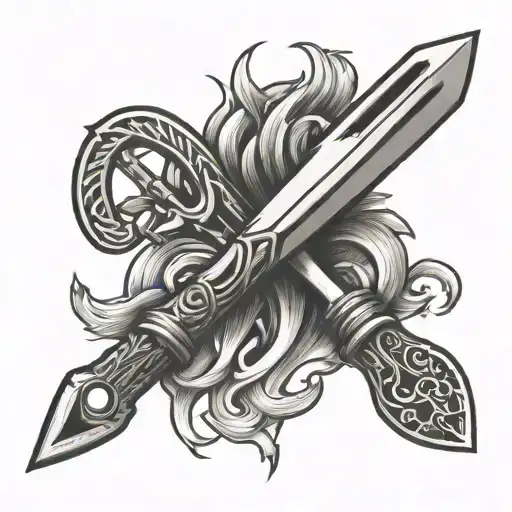 fork and knife wrestling symbols tattoo design idea