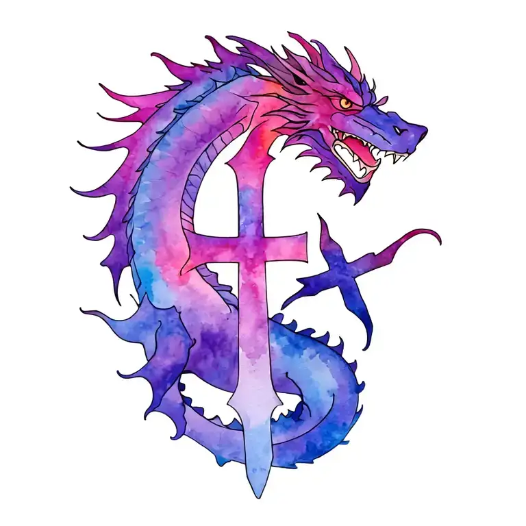Chi Rho and dragon wrapped tattoo design idea