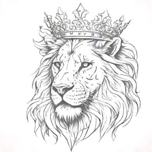 lion wearing a crown tattoo design idea