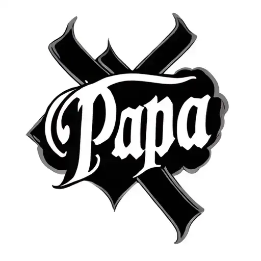cross with the word papa in the middle tattoo design idea