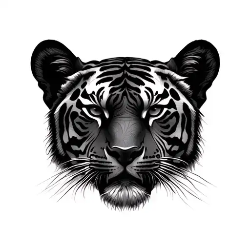 Tiger with Buddha Temple tattoo design idea