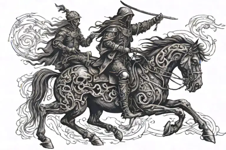 death riding horse based on gustave dore arts tattoo design idea