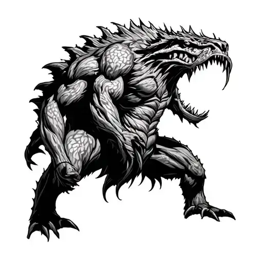 Fourth beast, frightening and terrible, extremely strong. He had huge iron teeth; devoured, crushed and trampled tattoo design idea