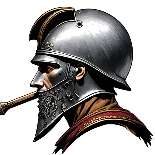 roman solder tiered of wars head focus with helment tattoo design idea