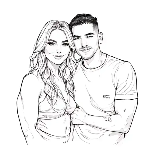 a man and woman posing for a picture tattoo design idea