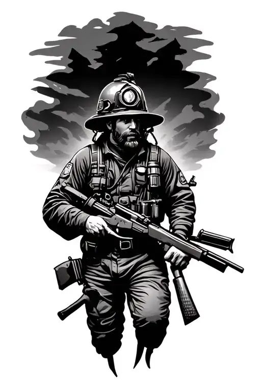 Firefighting, hunting, fishing tattoo design idea