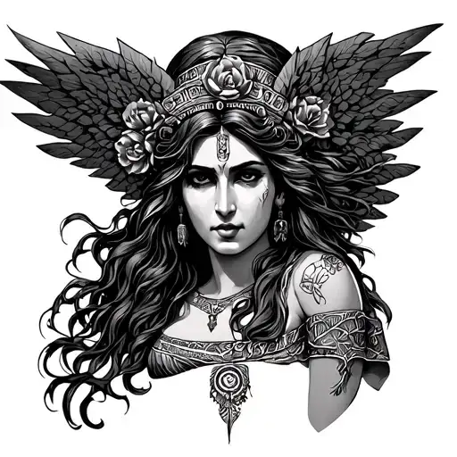 Nemesis Greek goddess tattoo design idea