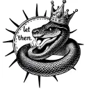Sexy snake wearing a crown and eating "let them" with a sun in the background tattoo design idea