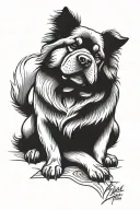 smooth coat chow sitting tattoo design idea