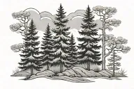 three evergreen trees tattoo design idea